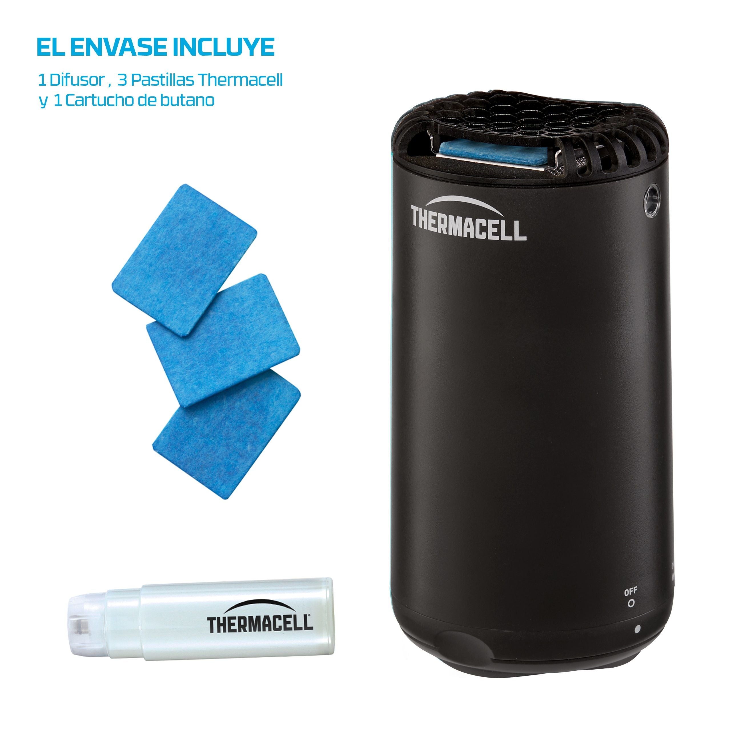 Thermacell - Difusor Anti Mosquitos para Exterior (20 m2, sin DEET, Incluye Difusor + Recarga + 3 Recambios) Negro